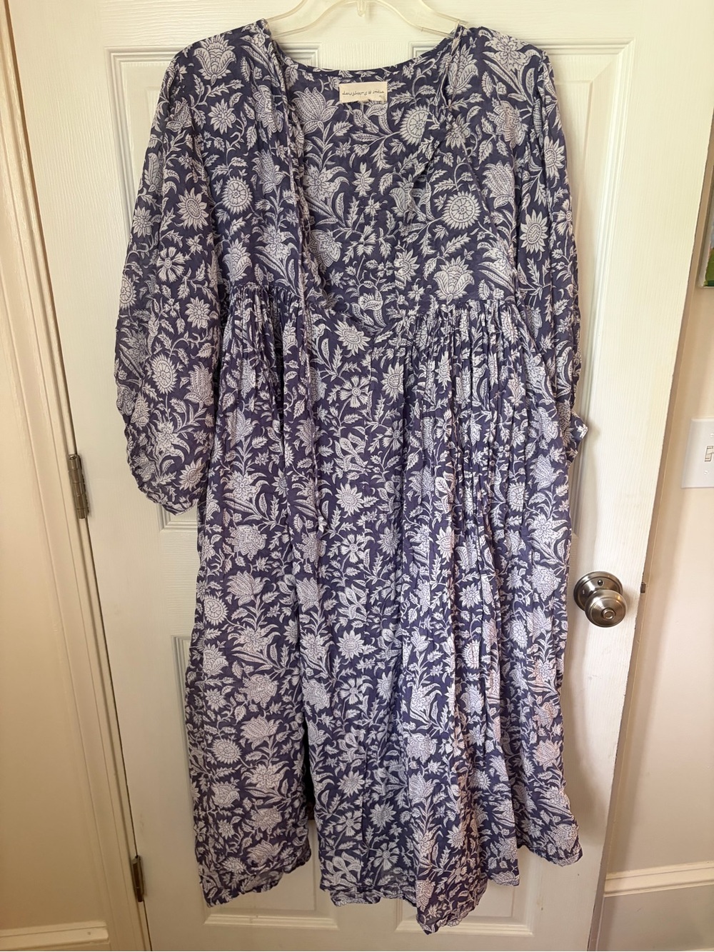 Daughters of India Blue and White Floral Casual Dress -*flaw* - Picture 2 of 4